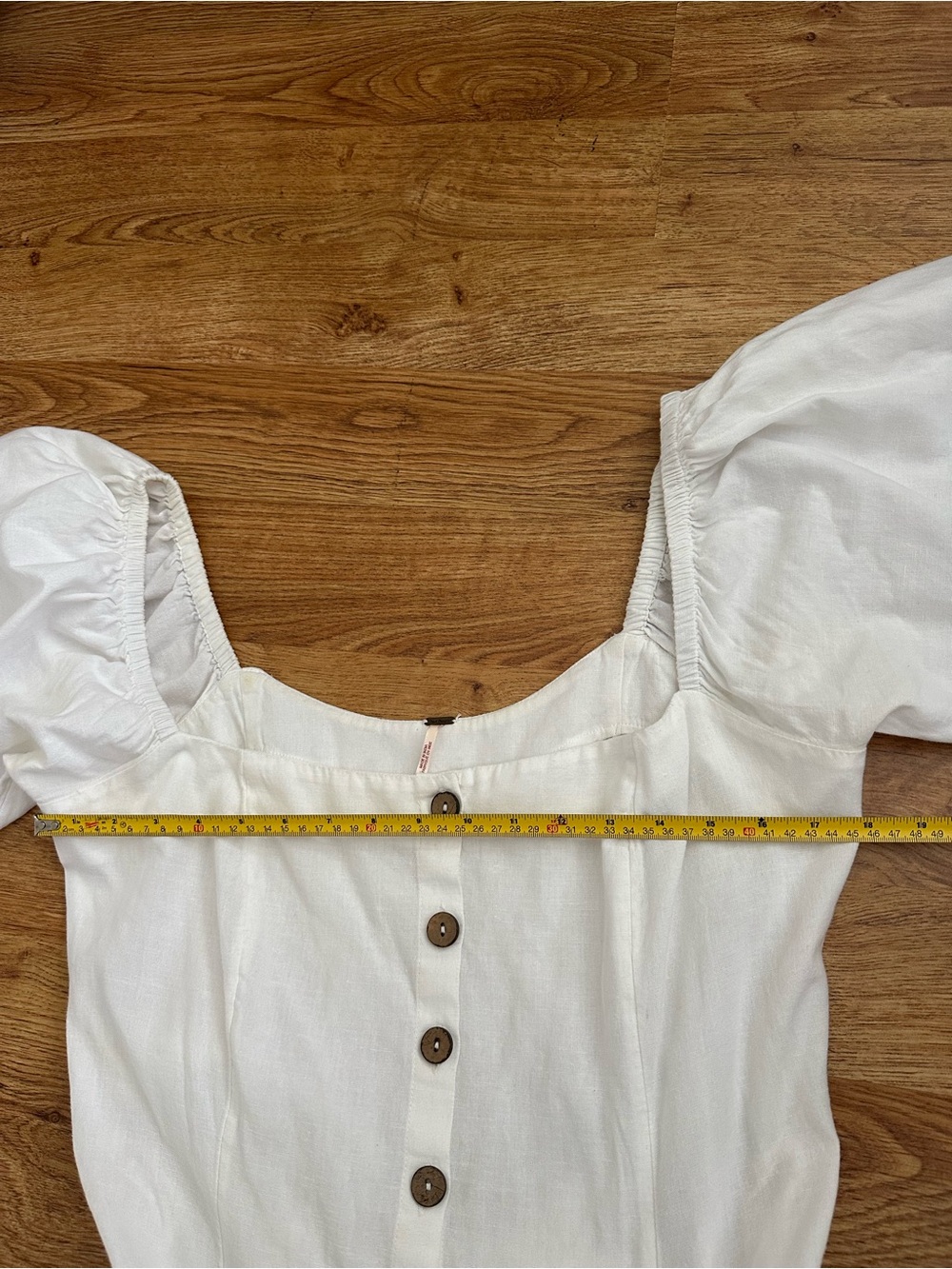 Free People White Button Front Dress M Cotton Linen - Picture 10 of 16